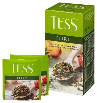 Чай зеленый Tess Классическая коллекция Флирт (Flirt) с клубникой и белым персиком 25 пакетиков x 1.5 г