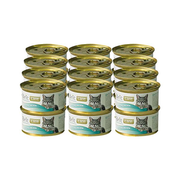 Корм для котят BRIT Care Цыпленок банка 80г (упаковка - 12 шт)