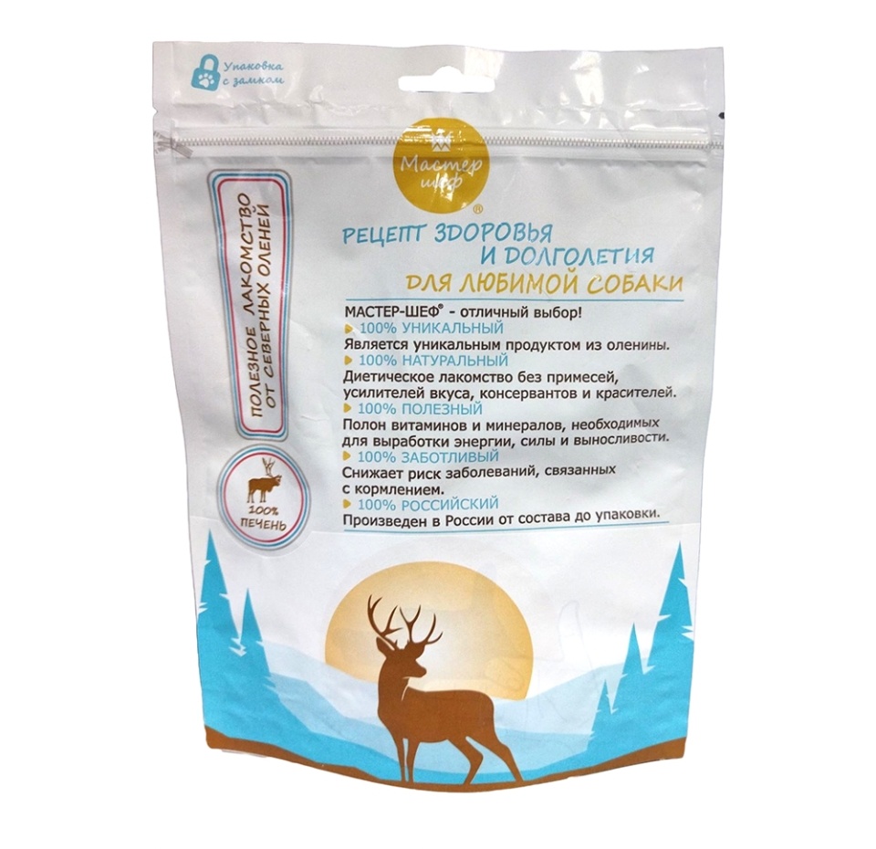 

Лакомство для собак Мастер шеф печень оленя 100 г