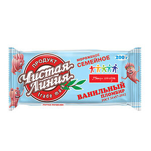 Мороженое Чистая Линия Семейное ванильный пломбир, брикет
