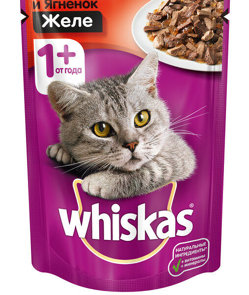 Корм для кошек желе говядина/ягненок Whiskas 75г