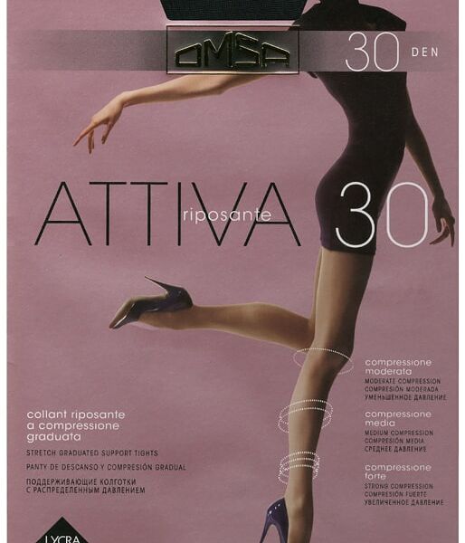 Колготки Omsa Attiva 30 Nero Черные Размер 4