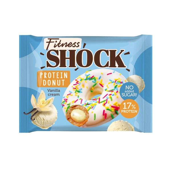 Донат протеиновый FitnesShock глазированный с ванильной начинкой без сахара 70 г