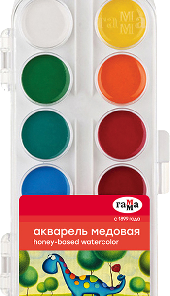 Акварель Гамма Рельеф-центр Оранжевое солнце 24 цвета с блестками без кисти