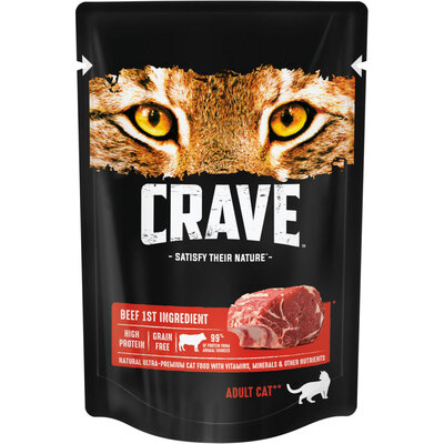 Корм консервированный для взрослых кошек CRAVE Говядина