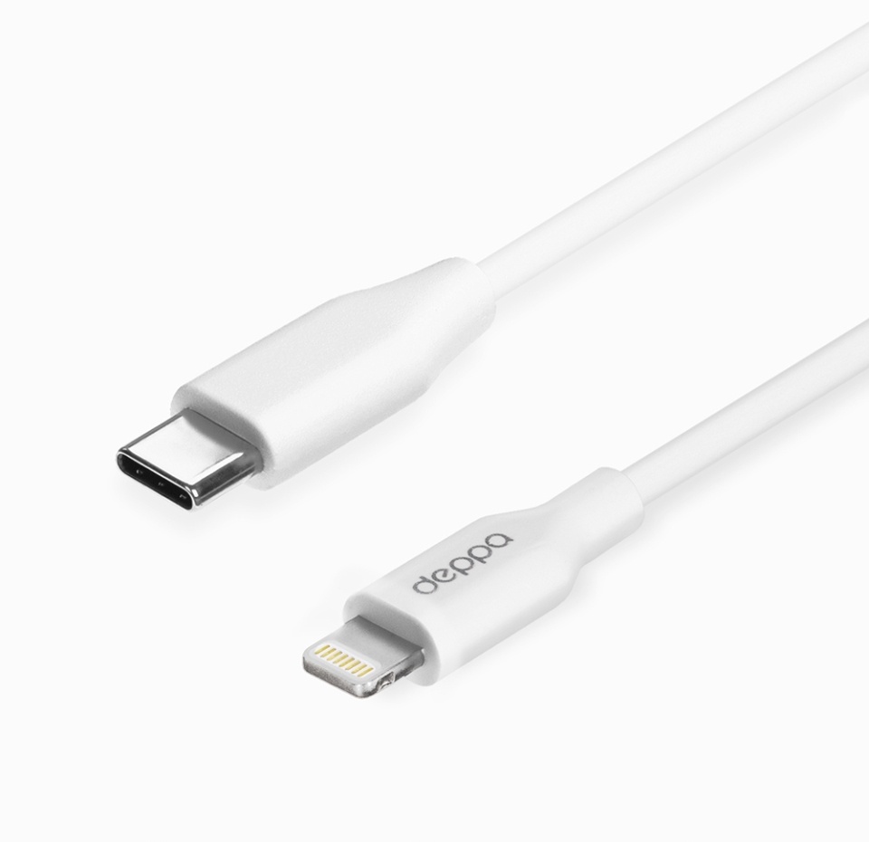 

Дата-кабель Deppa USB-C - Lightning MFI белый, 60 W, 1.2 м