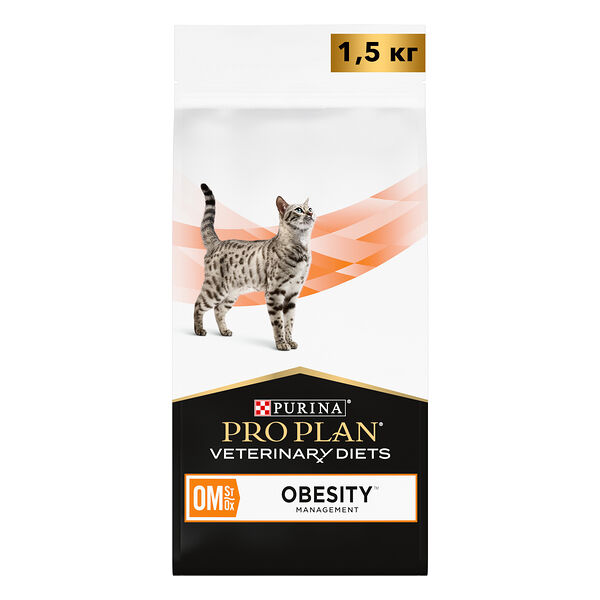 Сухой корм для кошек диетический PRO PLAN® VETERINARY DIETS OM ST/OX Obesity Management для снижения избыточной массы тела, 1.5 кг