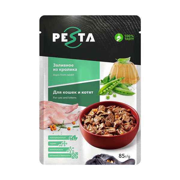 Pesta пауч для кошек (кусочки в желе) Индейка и овощи