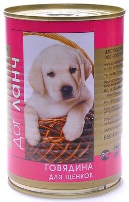 Корм консервированный для щенков DOG LUNCH Говядина, 410г