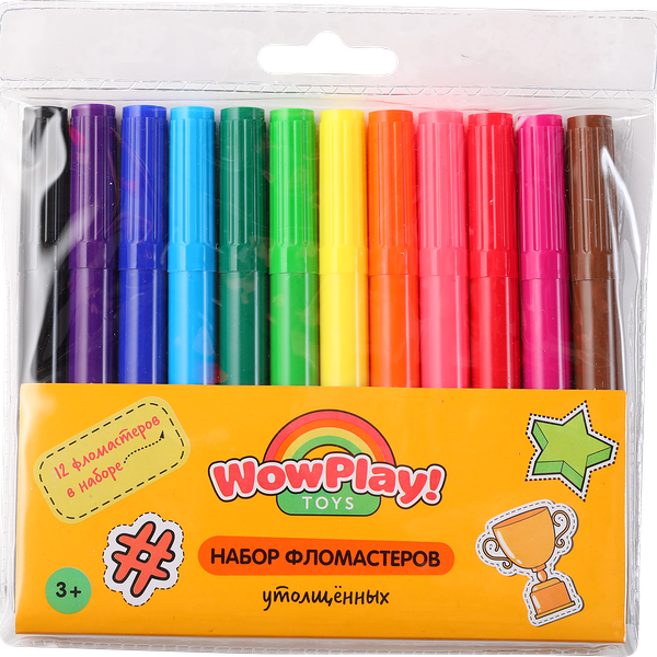 Набор утолщеных фломастеров Wow Play 12шт