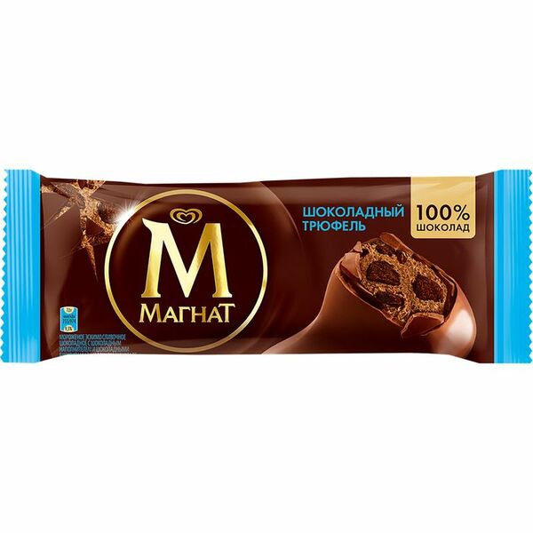 Эскимо Магнат Шоколадный трюфель сливочное с наполнителем-бисквитами в шоколаде 8%, 72г