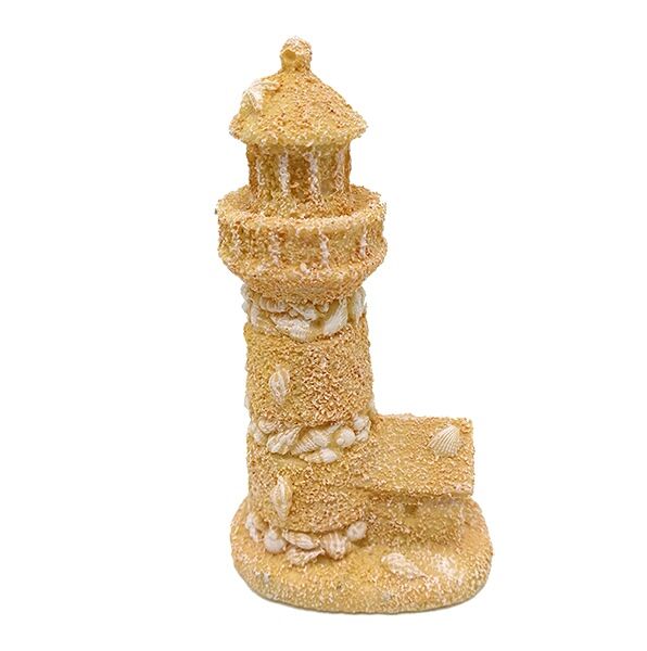 Декорация для аквариума Маяк из песка и ракушек 7x5x11.5см