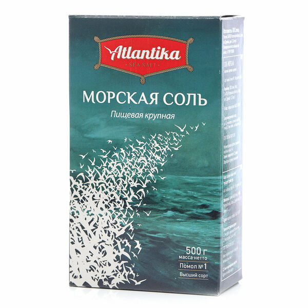 Соль морская пищевая крупная, «Атлантика», 500 г
