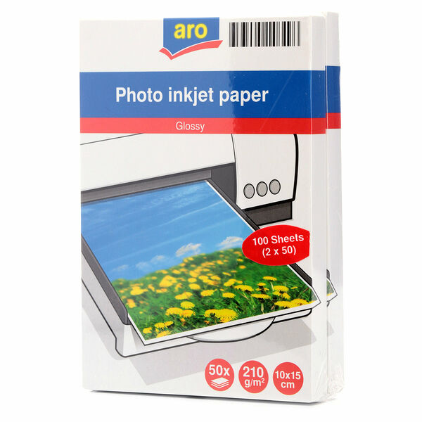 Фотографическая бумага глянцевая 10х15 см, 210г/м2, 50 шт ТМ Aro (Аро)