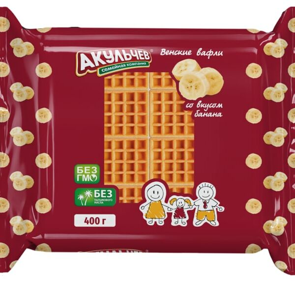 Вафли Акульчев венские со вкусом банана 400г