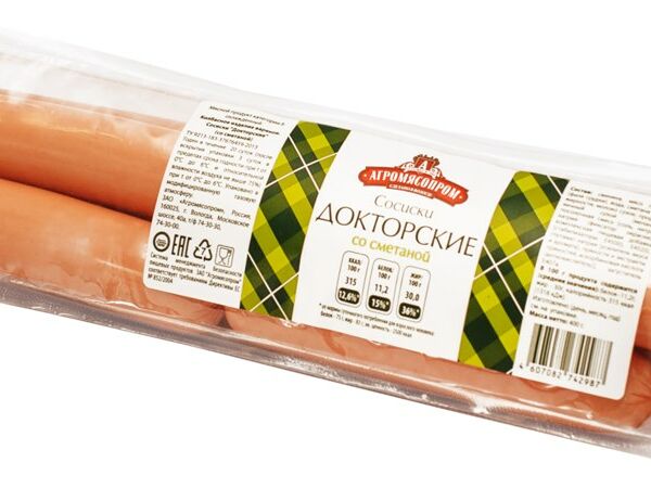 Сосиски вареные Агромясопром Докторские со сметаной