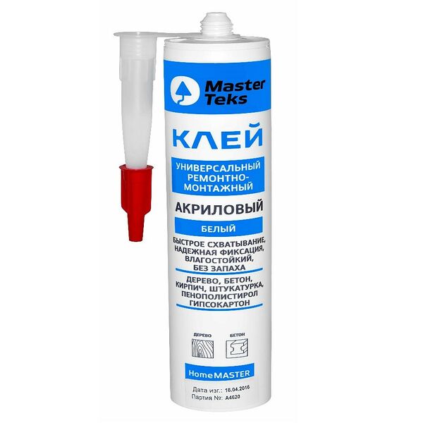 Клей акриловый ремонтно-монтажный MASTERTEKS HM, 400г, белый