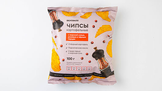 Чипсы картофельные с морской солью, розовым и черным перцем