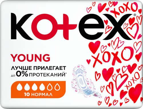 

Прокладки гигиенические Kotex Young для девочек 10 шт.