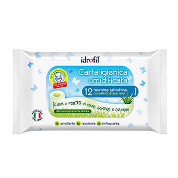 Влажная туалетная бумага idrofil с экстрактом алоэ вера 12шт., Италия
