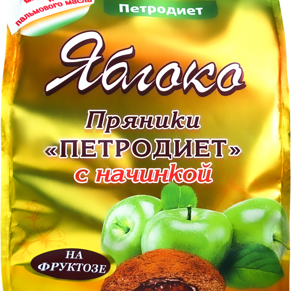 Пряники ПЕТРОДИЕТ с начинкой яблоко, на фруктозе, 340г