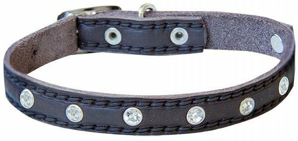Ошейник для собак кожаный со стразами ТМ Зооник