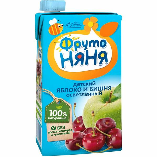 Нектар детский ФрутоНяня яблоко-вишня осветленный, с 3 лет