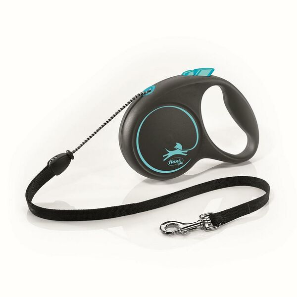 Рулетка Flexi BLACK DESIGN для собак до 25 кг M трос 5 м, синяя