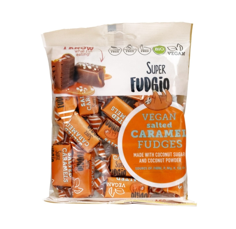 

Конфеты-помадка кокосовые Super Fudgio с соленой карамелью (без глютена, веган) 150г, Польша