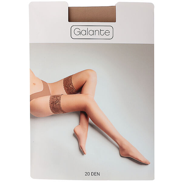 Galante чулки с ажурной резинкой 20 den, 85% полиамид, 15% эластан, размер 1/2,3/4, цвет натуральный