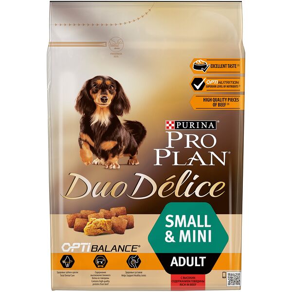 Pro Plan Duo Delice Small & Mini для взрослых собак мелких и карликовых пород Говядина