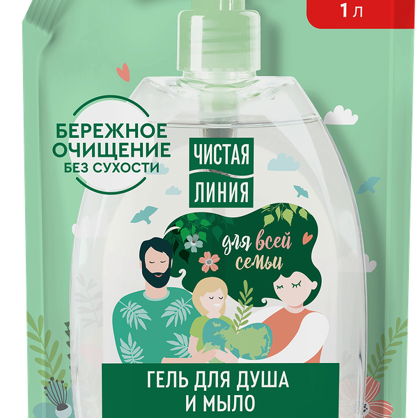 Жидкое мыло и гель для душа Чистая Линия с березовым соком на 100% натуральной основе, 1 л