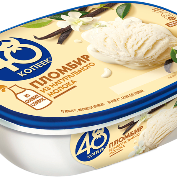 Мороженое 48 Копеек Пломбир из натурального молока 419г