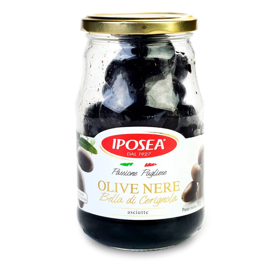 

Оливки черные Iposea Bella Di Cerignola с косточкой без жидкости 310 г