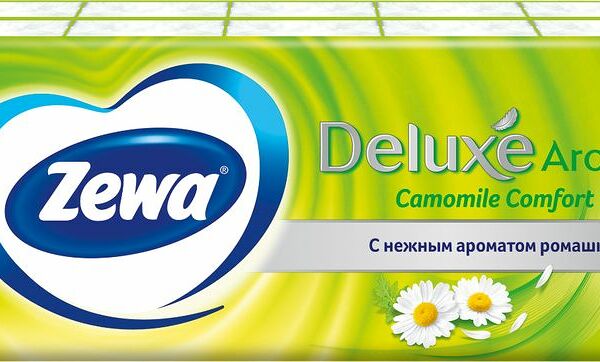 Платочки бумажные Zewa Deluxe Ромашка 3 слоя 10х10шт