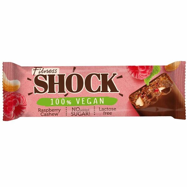 Батончик фруктовый FitnesShock глазированный малина-кешью 45 г
