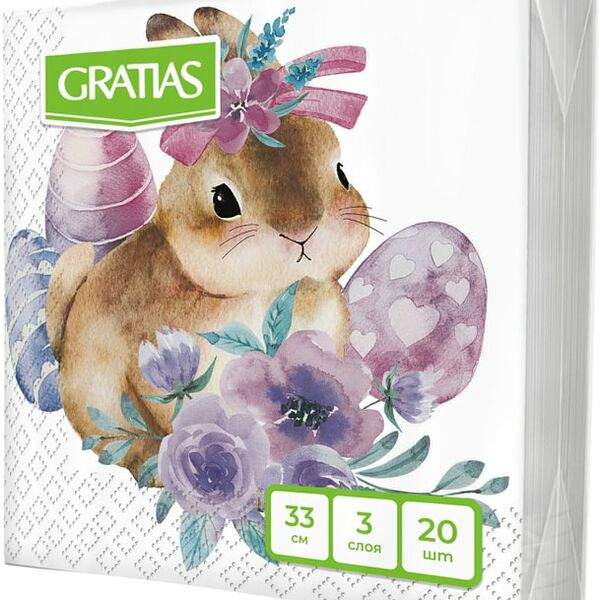 Салфетки бумажные Gratias Пасха 3 слоя 33*33см 20шт