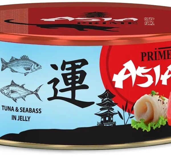 Prime Asia Prime asia Тунец с сибасом в желе, для кошек 85 г