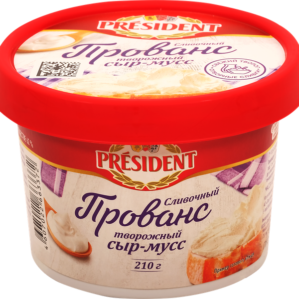 Сыр-мусс творожный President сливочный прованс 62%