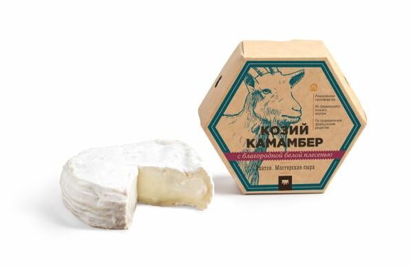 Сыр козий Камамбер Ипатов. Мастерская сыра с благородной белой плесенью 55%