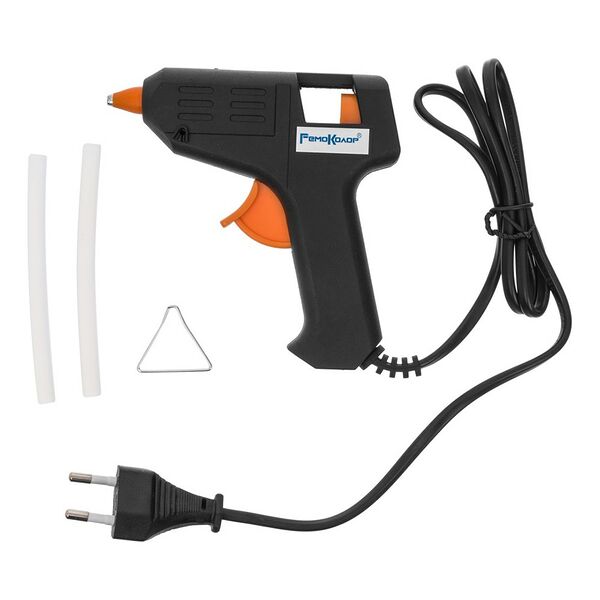 Пистолет клеевой, 2 стержня, защитный кожух, подставка, 7ммх10см, кабель 1 м, 10Вт, 220В