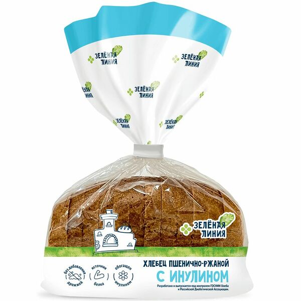 Хлебец пшенично-ржаной с инулином нарезанный Зелёная Линия