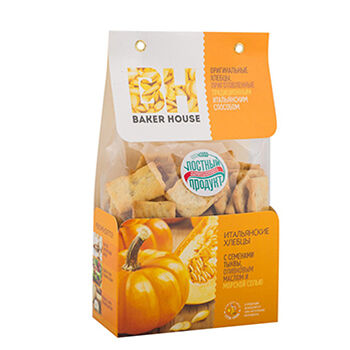 Хлебцы итальянские Baker House с семенами тыквы, оливковым маслом и морской солью, 250г