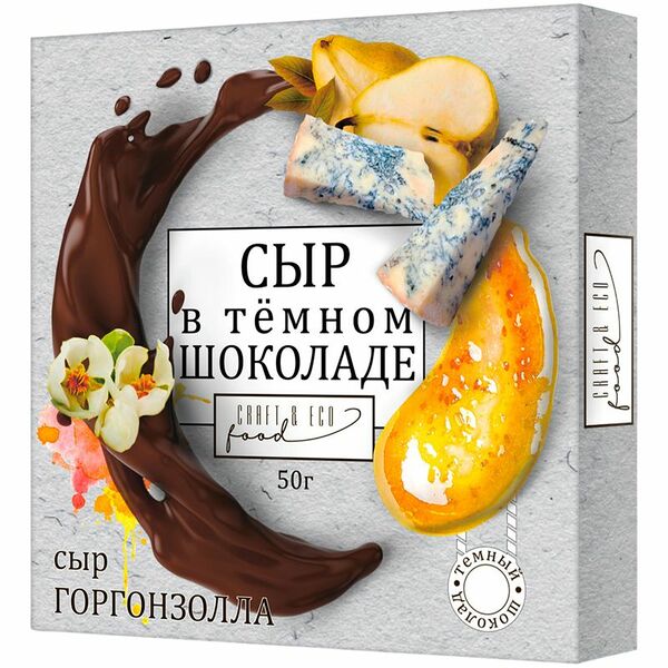 Туиль CRAFT&ECO шоколадный с сыром горгонзола, конфи из груши и грецким орехом 50г