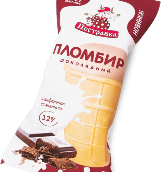 Мороженое Пестравка пломбир шоколадный, стаканчик