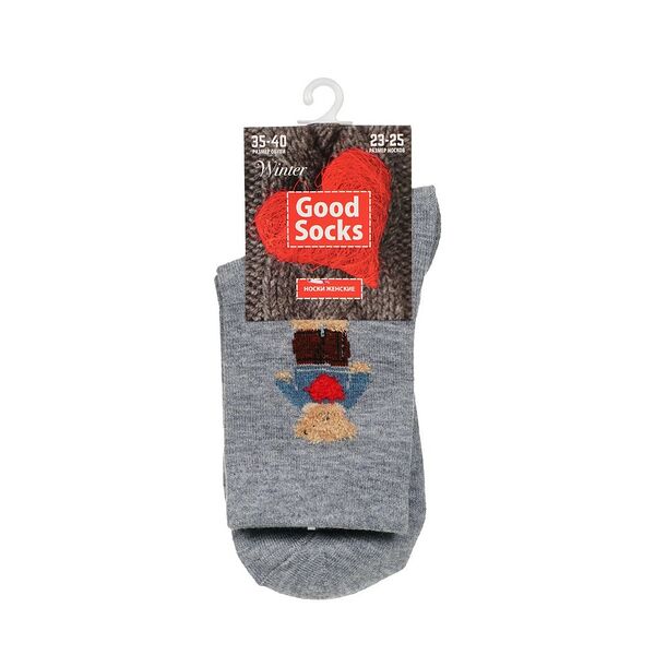 Женские носки с рисунком Good Socks Winter Мишка Серый р.35-40