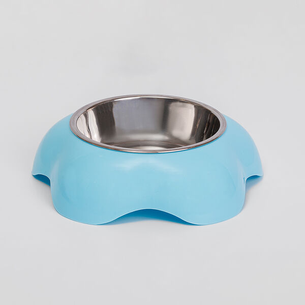 Миска металлическая с подставкой для кошек и собак, 170 мл, голубая