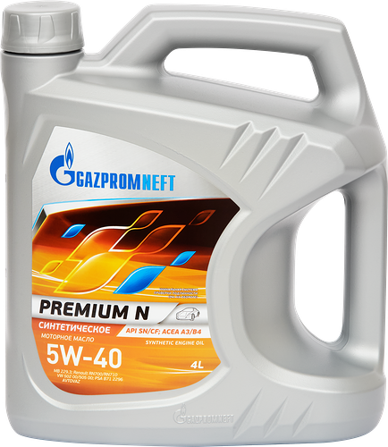 Масло моторное GAZPROMNEFT Premium N 5W-40 API SN/CF синтетическое, 4л