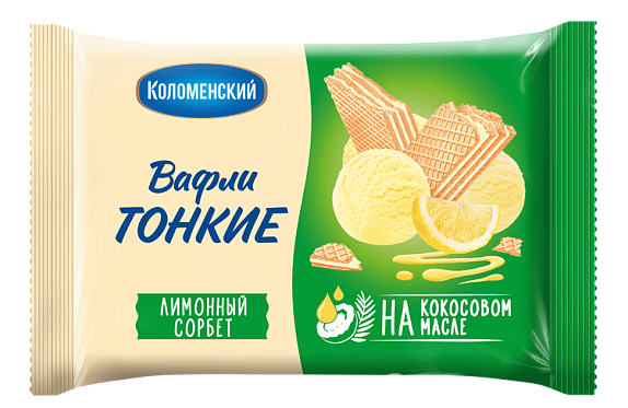 Вафли Коломенские тонкие Лимонный сорбет, 100г