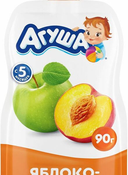 Пюре фруктовое Агуша Персик-Яблоко с 5 месяцев 90г